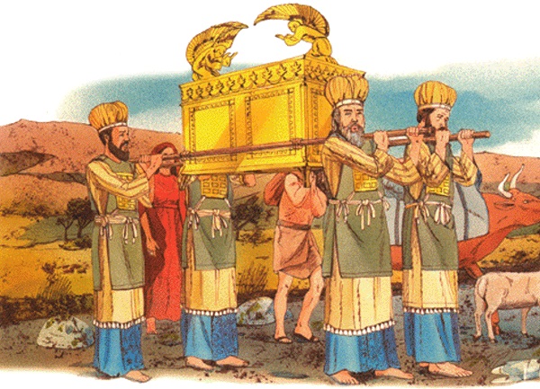 上图:祭司抬着约柜的想象图。