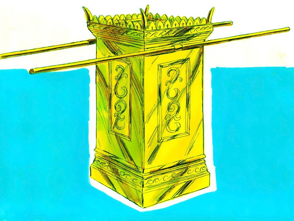 上图:金香坛示意图。金香坛并不像约柜和陈设饼桌那样在四脚上有四个金环,而只有「两个金环安在牙子边以下,在坛的两旁,两根横撑上,作为穿杠的用处,以便抬坛」(出三十4)。这个设计非常特别,因为「两个金环」并不容易维持平衡,抬的时候需要加倍小心。