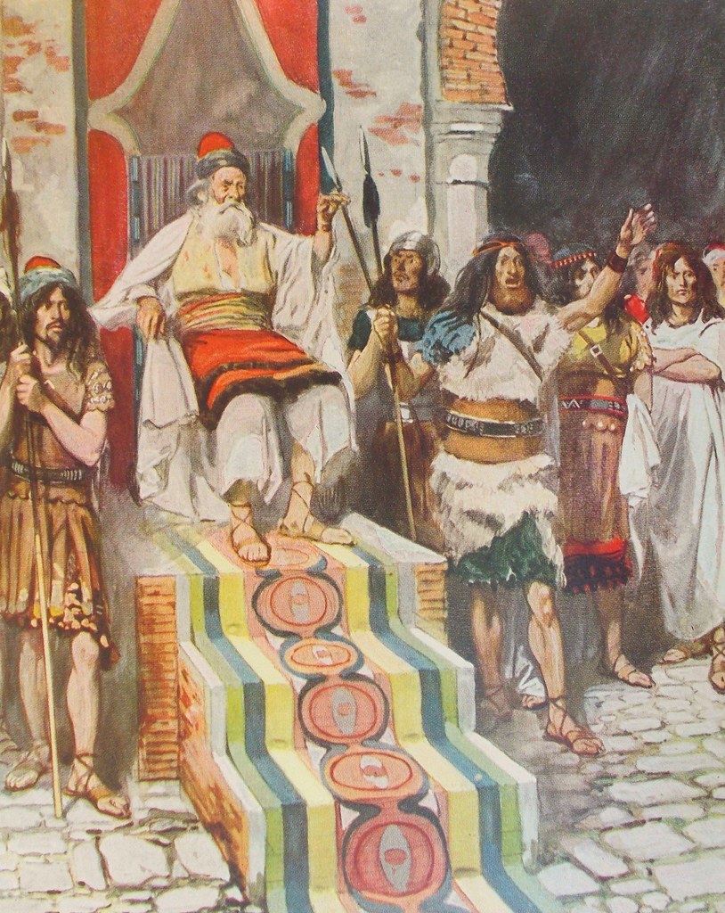 上图:19世纪末法国画家詹姆斯·迪索(James J. Tissot)的油画:大卫正坐在城瓮里,等待报信的人。